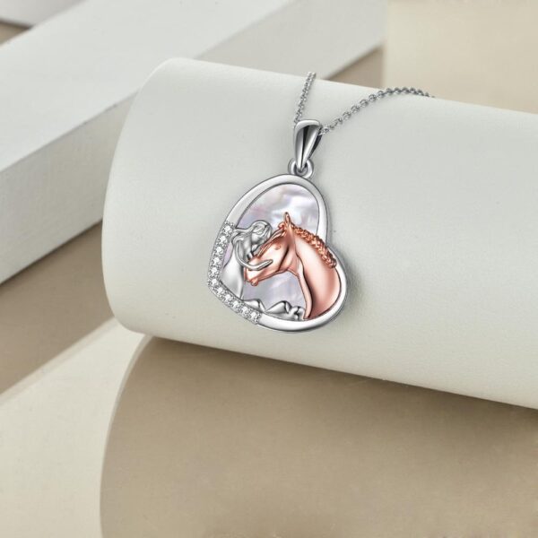 Sterling Silver Girls Embrace Horse Heart Pendant Necklace for Women Girls - Image 10