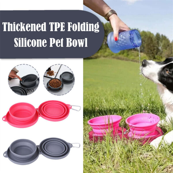 Rubber Foldable Double Bowl Pet Feeding Bowl Pets Supplies Dog Cat Bowls - Image 5