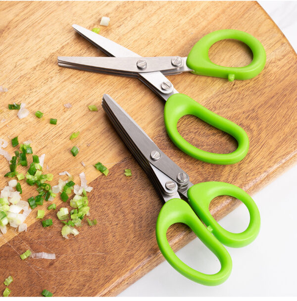 Multifunctional Multi-layer Green Onion Scissors Stainless Steel Onion Cutting Knife Herb Seaweed Spice Scissors Kitchen Scissor Kitchen Gadgets - Image 8