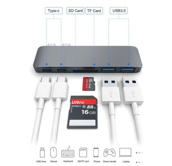 Compatible with Apple , USB Type C Hub to TF SD Card Reader Hub 3.0 Adapter with PD Power USB C Hub Dock - Image 7