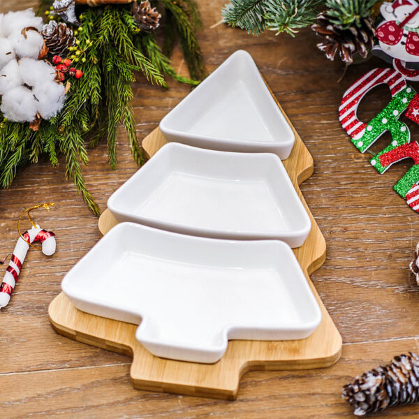 4Pcs Christmas Tree Ceramic Plates - Image 4