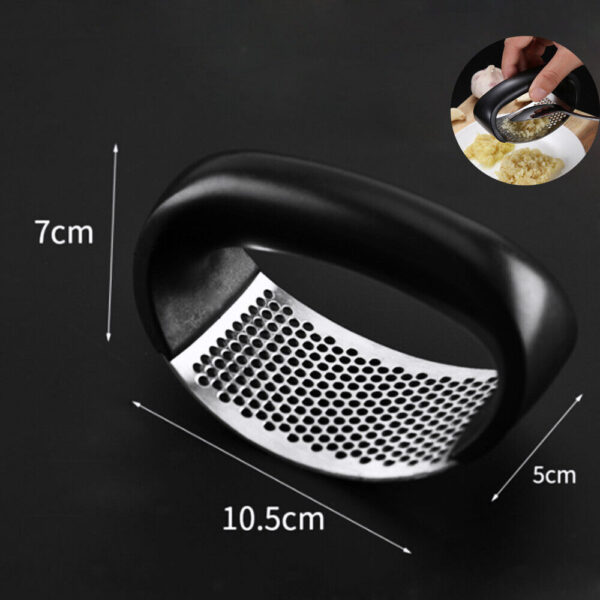 Anual Stainless Steel Garlic Press Manual Garlic Mincer Chopping Garlic Tools Curve Fruit Vegetable Tools Kitchen Gadgets Garlic Press Rocker Stainsteel Garlic Crusher Black Peeler And Metal Scraper - Image 5