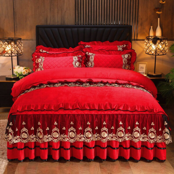 Lace Bedskirt Bedclothes Mattress Cover Bedspread Pillowcases Home Textiles - Image 3