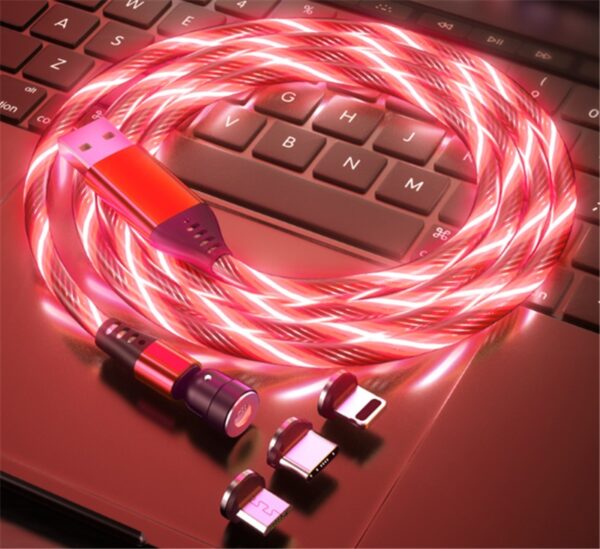 540 Rotate Luminous Magnetic Cable 3A Fast Charging Mobile Phone Charge Cable For LED Micro USB Type C For I Phone Cable - Image 5