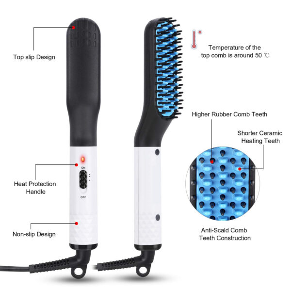 Multifunctional Hair Straightener Hair Comb Brush Men Beard Straightener Straightening - Image 7