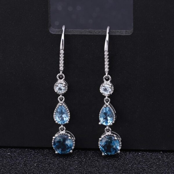 Fashionable Elegant Natural Gemstone Earrings S925 Silver - Image 9