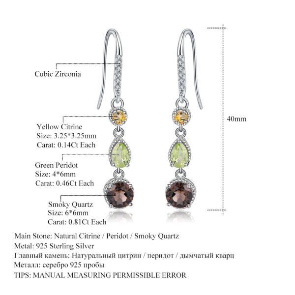 Fashionable Elegant Natural Gemstone Earrings S925 Silver - Image 4