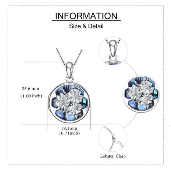 Personalized Flower Photo Locket Necklace 925 Sterling Silver Photo Pendant - Image 4