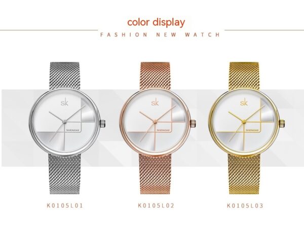 Women's Fashion Simple Geometric Quartz Watch Mesh Strap Watch - Image 6