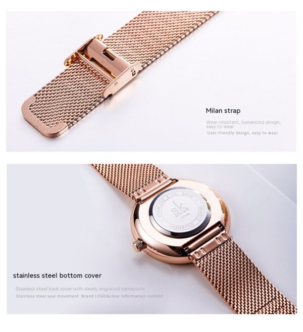 Women's Fashion Simple Geometric Quartz Watch Mesh Strap Watch - Image 4