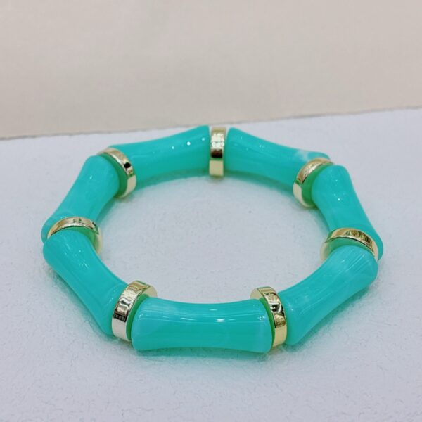 European And American Bamboo Tube Beads Women's Fashion Colored Beads Acrylic Bracelet - Image 2