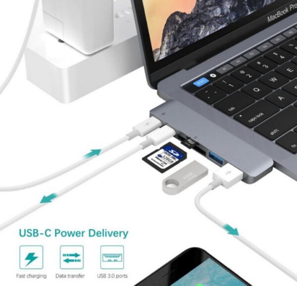 Compatible with Apple , USB Type C Hub to TF SD Card Reader Hub 3.0 Adapter with PD Power USB C Hub Dock - Image 5