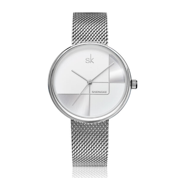 Women's Fashion Simple Geometric Quartz Watch Mesh Strap Watch - Image 9