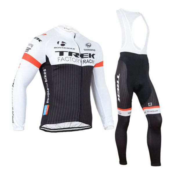 2015Trek black and white TREK riding clothing long sleeved belt suit bicycle sport fast clothes wholesale - Image 2