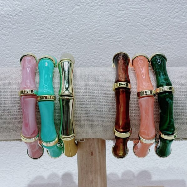 European And American Bamboo Tube Beads Women's Fashion Colored Beads Acrylic Bracelet - Image 6