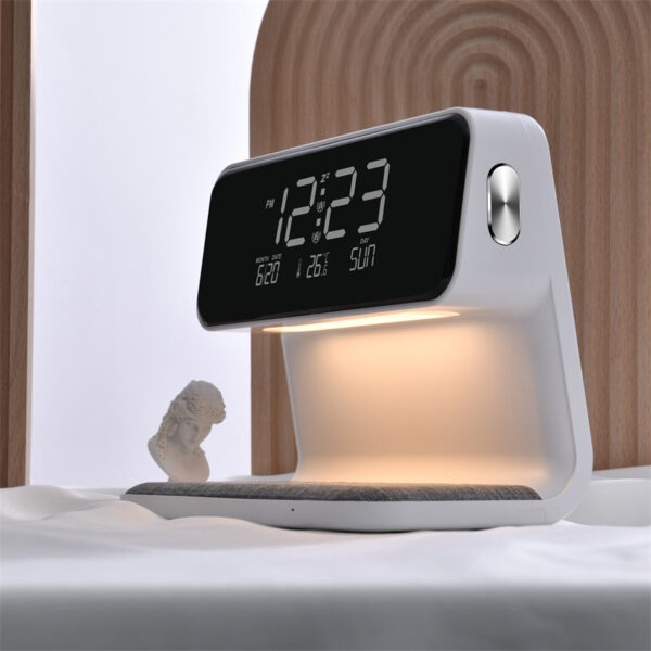 Creative 3 In 1 Bedside Lamp Wireless Charging LCD Screen Alarm Clock  Wireless Phone Charger - Image 9