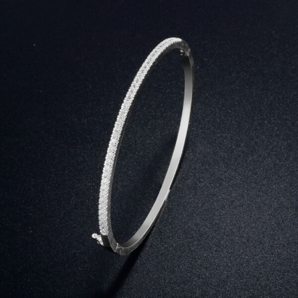 White Gold Plated Bracelet Female Inlaid AAA Zircon Simple - Image 3