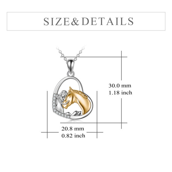 Sterling Silver Girls Embrace Horse Heart Pendant Necklace for Women Girls - Image 7