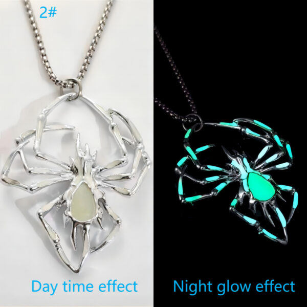 Halloween Creative Stereo Luminous Spider Necklace Jewerly Glowing Night Fluorescence Antique Vintage Glow In The Dark For Men Women Gift Party Halloween Day Club - Image 5