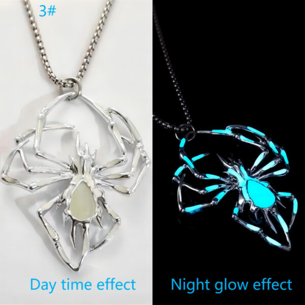 Halloween Creative Stereo Luminous Spider Necklace Jewerly Glowing Night Fluorescence Antique Vintage Glow In The Dark For Men Women Gift Party Halloween Day Club - Image 10