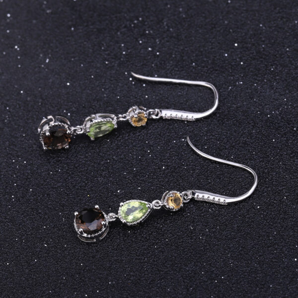 Fashionable Elegant Natural Gemstone Earrings S925 Silver - Image 7