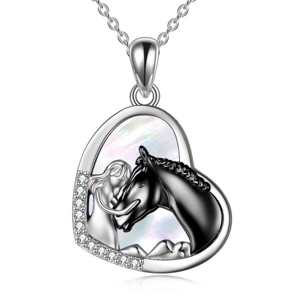 Sterling Silver Girls Embrace Horse Heart Pendant Necklace for Women Girls - Image 9