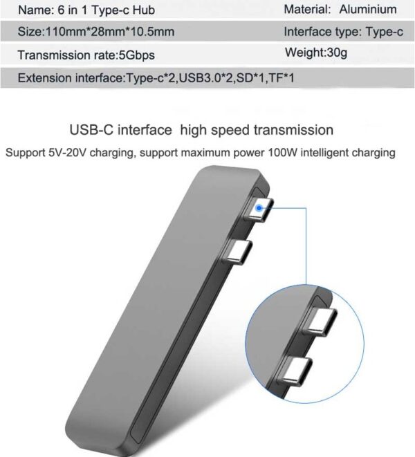 Compatible with Apple , USB Type C Hub to TF SD Card Reader Hub 3.0 Adapter with PD Power USB C Hub Dock - Image 6