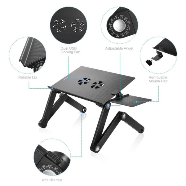 Folding Computer Desk Notebook Computer Stable With Double Fan - Image 5