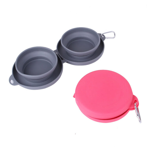 Rubber Foldable Double Bowl Pet Feeding Bowl Pets Supplies Dog Cat Bowls - Image 9