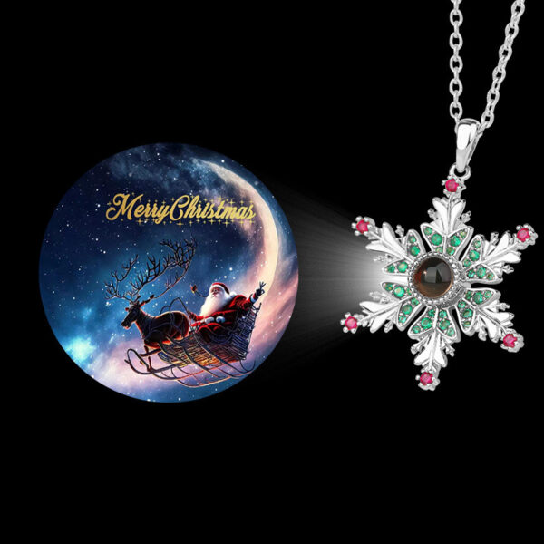 New Christmas Snowflake Necklace With Projection Design For Couples Christmas Gift Women's Clavicle Chain Jewelry - Image 2