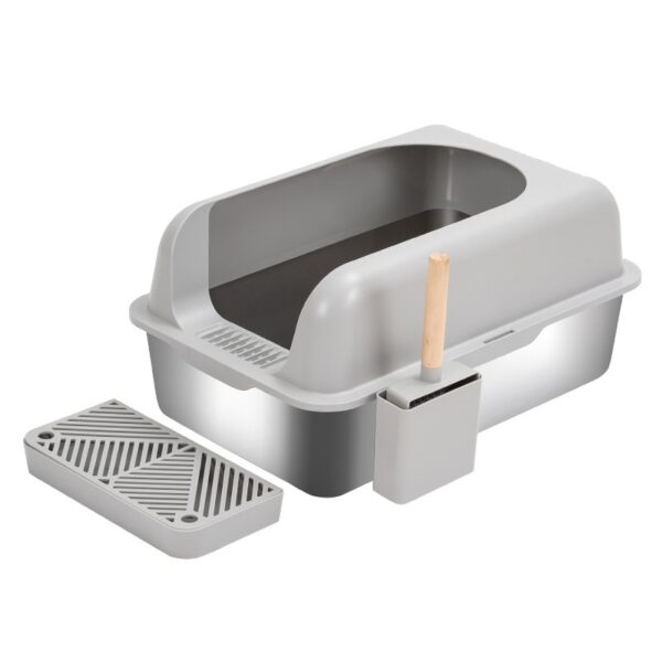 Alloy Litter Box Easy To Clean Widen And Thicken Leak-proof Sand Large Space Semi-closed Cat Toilet - Image 3