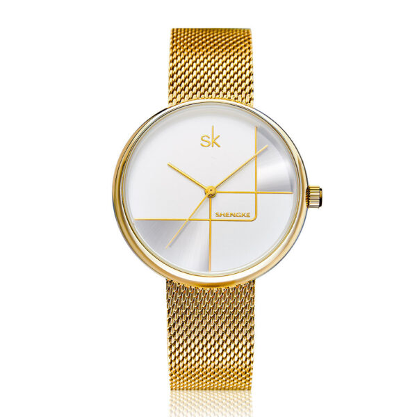 Women's Fashion Simple Geometric Quartz Watch Mesh Strap Watch - Image 5