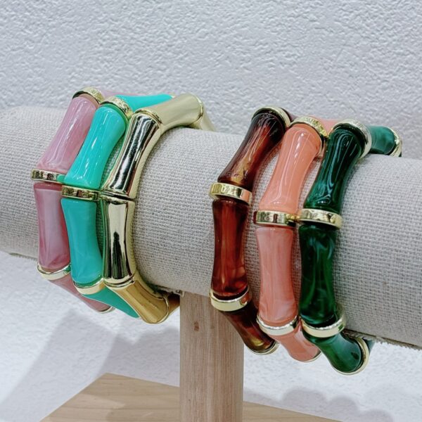 European And American Bamboo Tube Beads Women's Fashion Colored Beads Acrylic Bracelet - Image 8