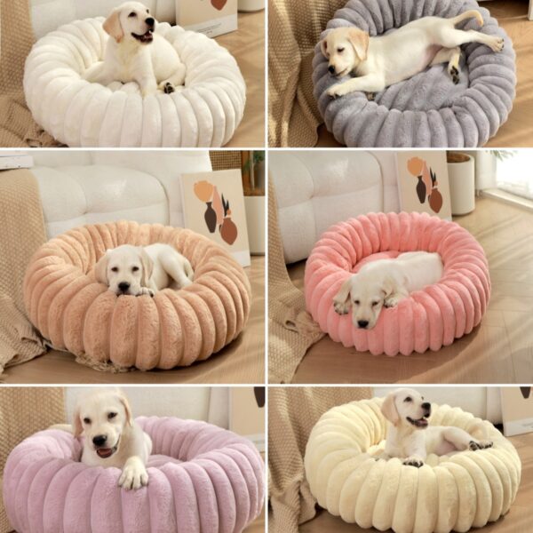 Pet Kennels Long Plush Round Cat Nest Winter Warm Dog Beds Kennel Super Soft Dogs Mat Sofa Pet Deep Sleeping SuppliesPet Products - Image 2