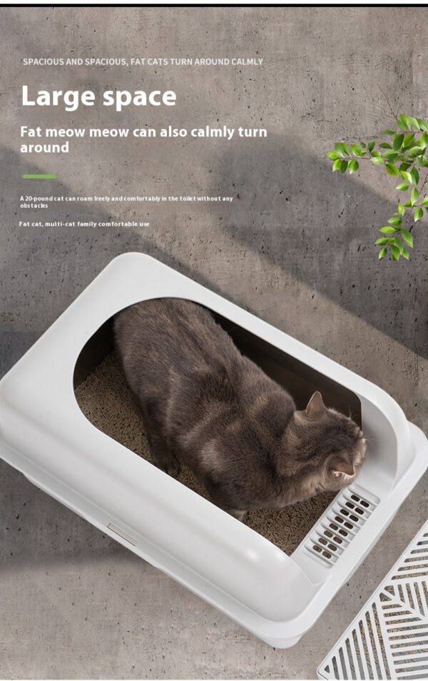 Alloy Litter Box Easy To Clean Widen And Thicken Leak-proof Sand Large Space Semi-closed Cat Toilet - Image 8