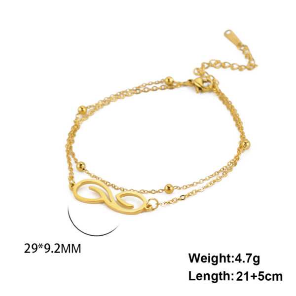 Women's Bohemian Infinite Symbol Anklet Stainless Steel Double Layer Bead Necklace Beach Anklet - Image 6