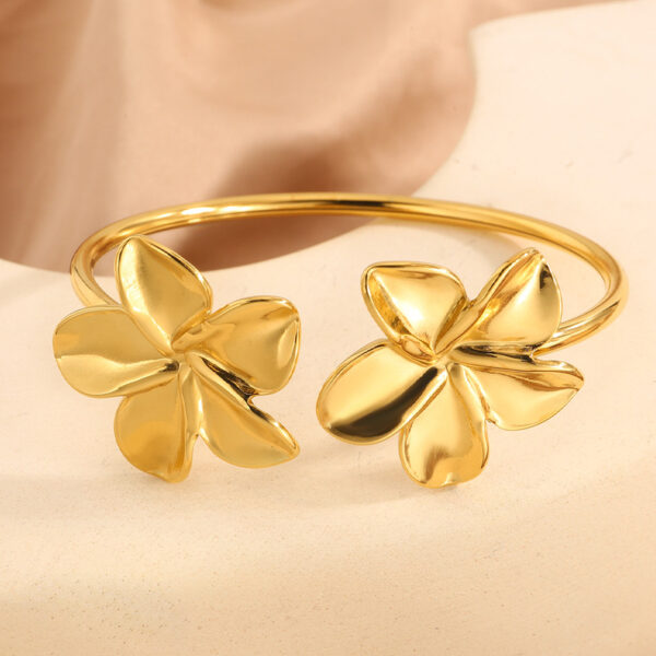 Stainless Steel Open Flower Bracelet - Image 3