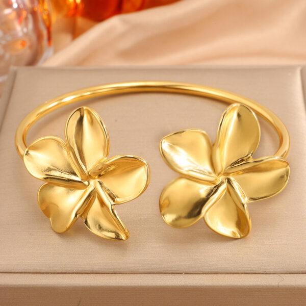 Stainless Steel Open Flower Bracelet - Image 4