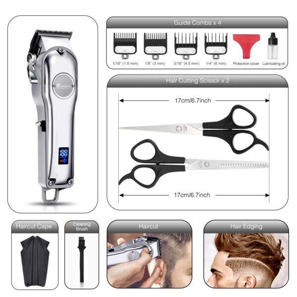 Men Hair Trimmer 3 in 1 IPX7 Waterproof Beard Trimmer Grooming Kit Cordless Hair Clipper for Women & Children LED Display USB Rechargeable Amazon Banned - Image 3