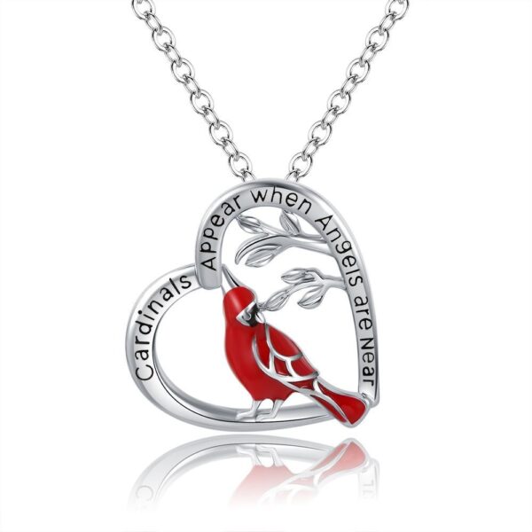 Creative Heart Shaped Cardinal Pendant Necklace, Exquisite Party Commemorative Accessory Gift Jewelry Anniversary Party Gifts, Valentine's Day Gift - Image 8