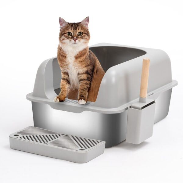 Alloy Litter Box Easy To Clean Widen And Thicken Leak-proof Sand Large Space Semi-closed Cat Toilet - Image 9