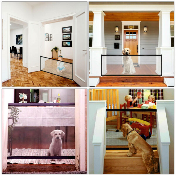 Pets Dog Cat Baby Safety Gate Mesh Fence Magic Portable Guard Net Stairs Doors - Image 3