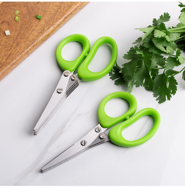 Multifunctional Multi-layer Green Onion Scissors Stainless Steel Onion Cutting Knife Herb Seaweed Spice Scissors Kitchen Scissor Kitchen Gadgets - Image 5