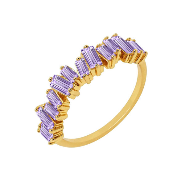 Micro-inlaid Color Zircon Copper Ring 18K Gold Geometric Fashion - Image 7