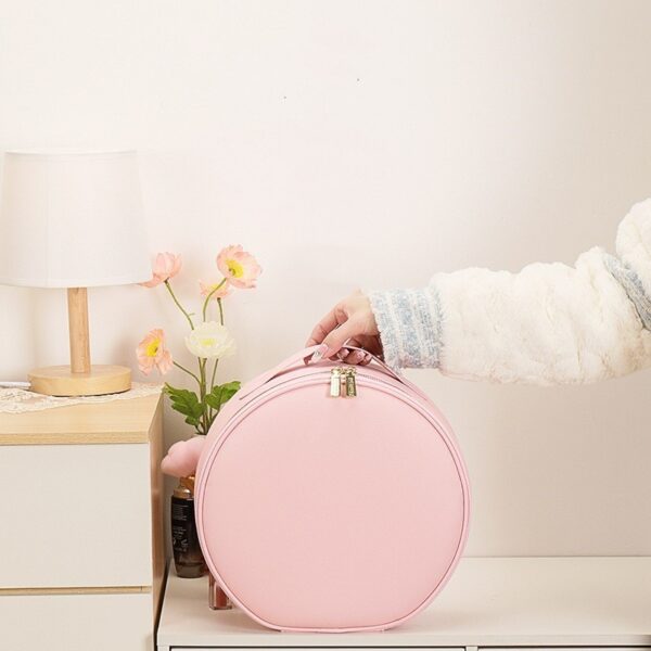 Round Smart LED Makeup Bag With Mirror Lights Women Beauty Bag Large Capacity PU Leather Travel Organizers Cosmetic Case - Image 10