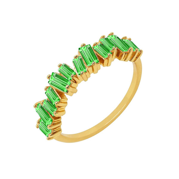 Micro-inlaid Color Zircon Copper Ring 18K Gold Geometric Fashion - Image 3