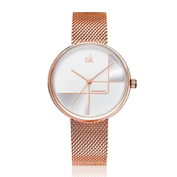 Women's Fashion Simple Geometric Quartz Watch Mesh Strap Watch - Image 7