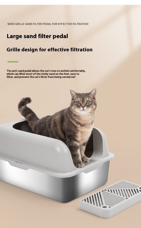 Alloy Litter Box Easy To Clean Widen And Thicken Leak-proof Sand Large Space Semi-closed Cat Toilet - Image 7