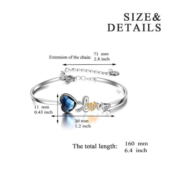 I Love You Heart Bangle Bracelet Fine Jewelry in Sterling Silver with Crystal - Image 2