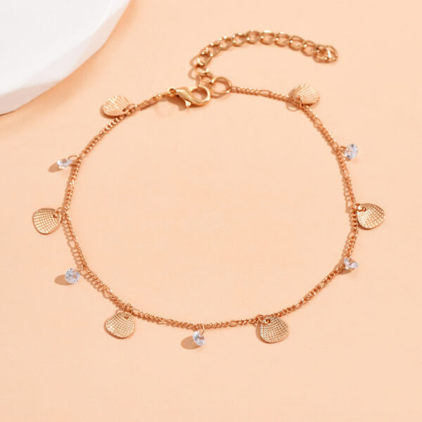 Simple Design Diamond Alloy Shell Tassel Anklet - Image 6